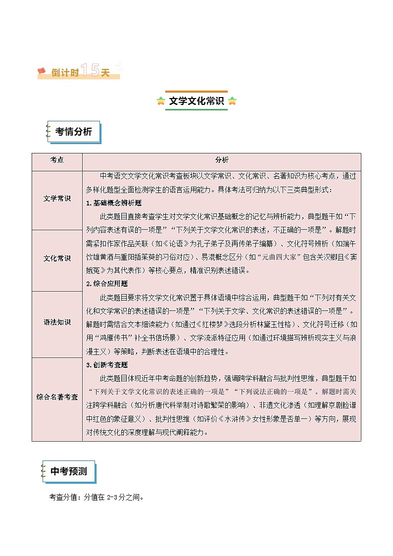 2025年中考考前冲刺攻略教案：语文（二）（解析版）第2页