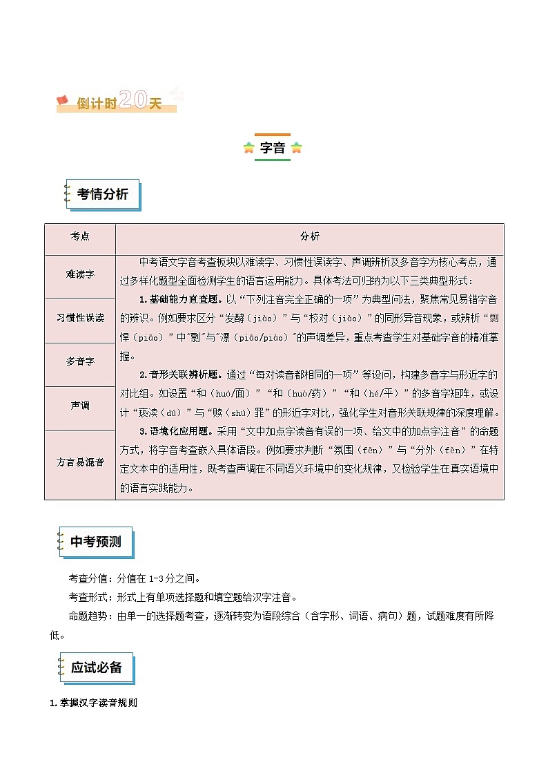 2025年中考考前冲刺攻略教案：语文（一）（解析版）第2页
