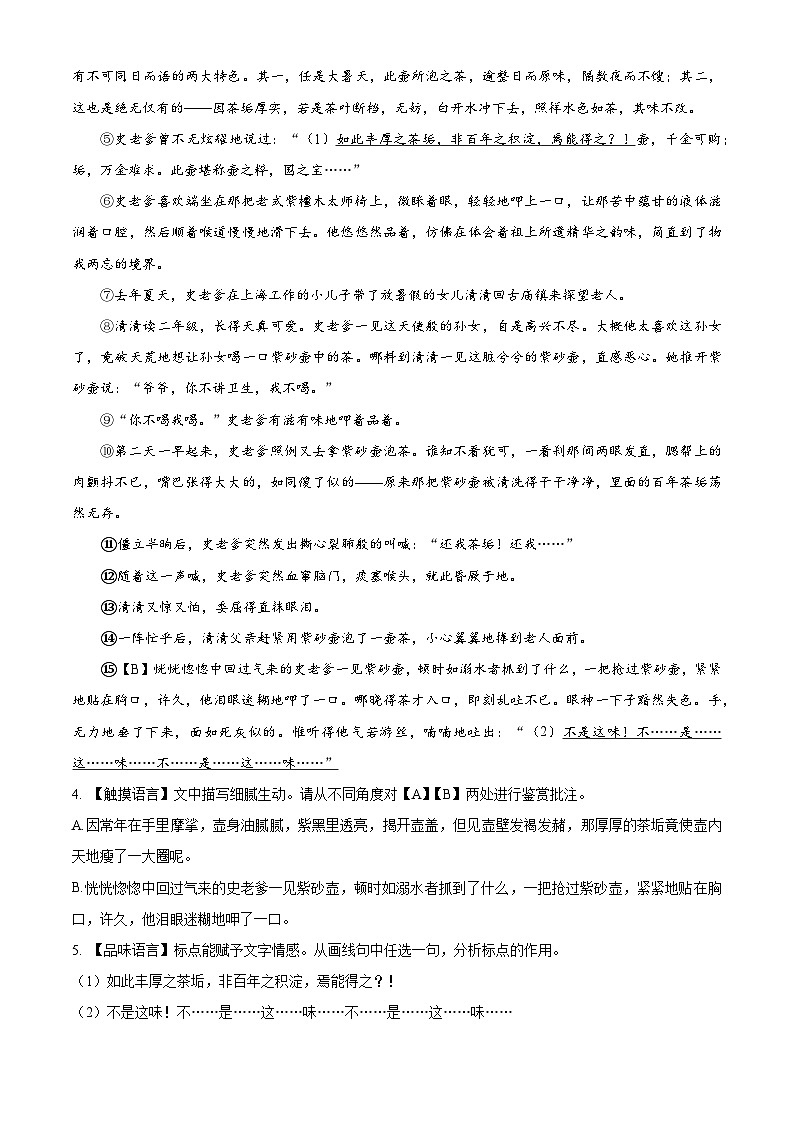 浙江省衢州市江山、龙游、柯城三县2024-2025学年九年级下学期4月语文试题（原卷版+解析版）第3页