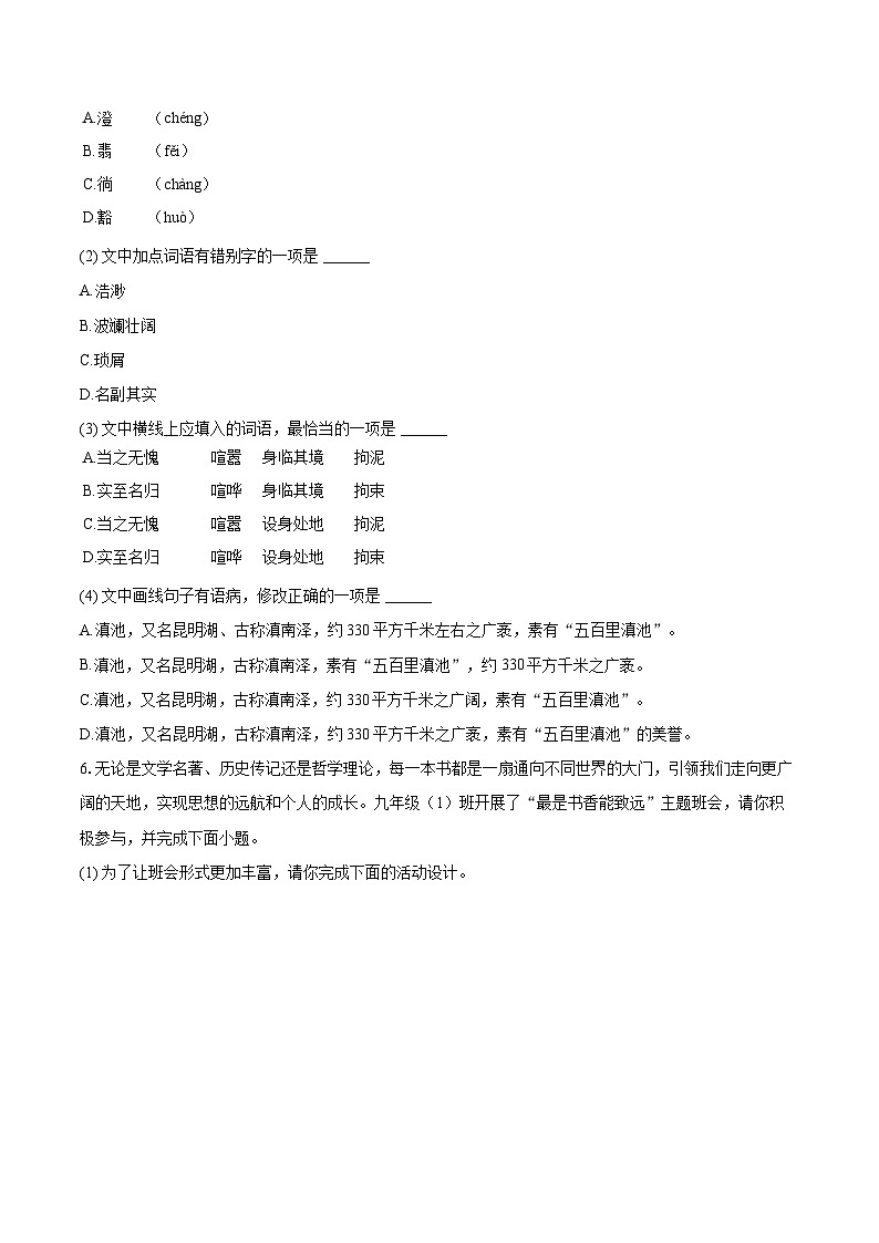 2025年云南省昆明铁路五中等校联考中考语文模拟试卷（含详细答案解析）第3页