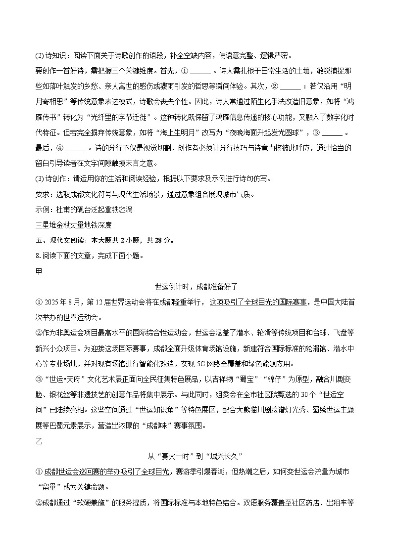 2025年四川师大附中中考语文二模试卷（含详细答案解析）第3页