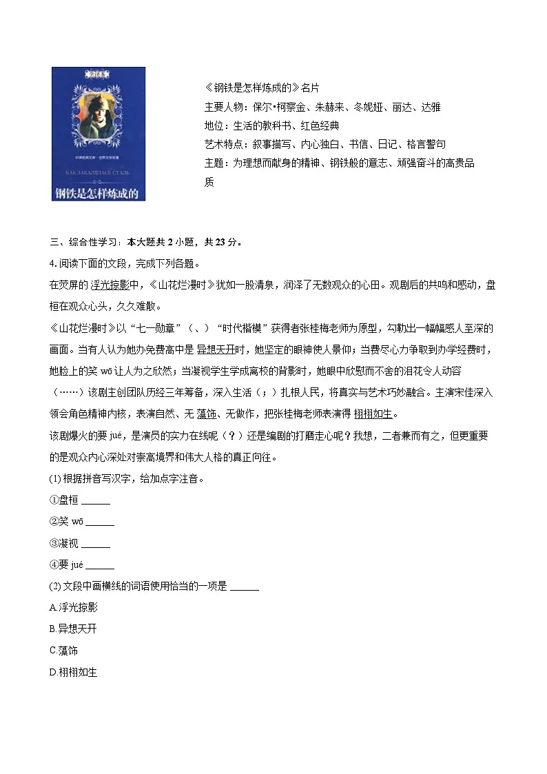 2025年重庆市垫江中学中考语文模拟试卷（三）（含详细答案解析）第2页