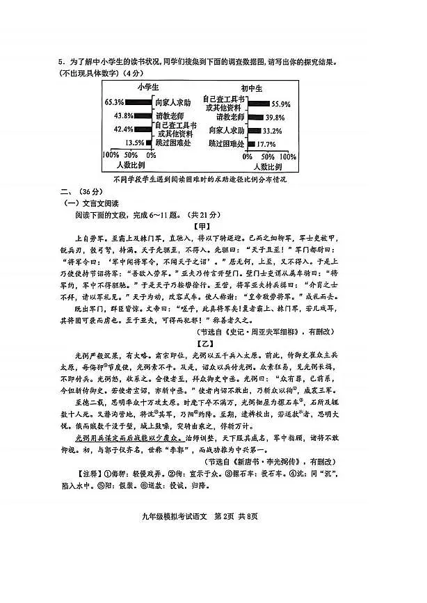 2025年山东省济南市济阳区中考二模语文试卷（中考模拟）第2页