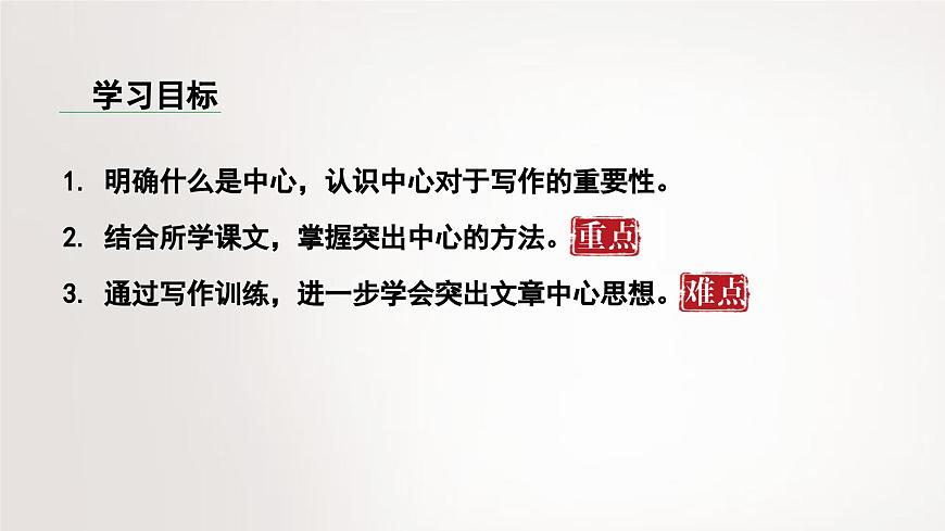部编版2025-2026年第一学期 七年级 语文上册 第三单元  写作  如何突出中心  课件第4页