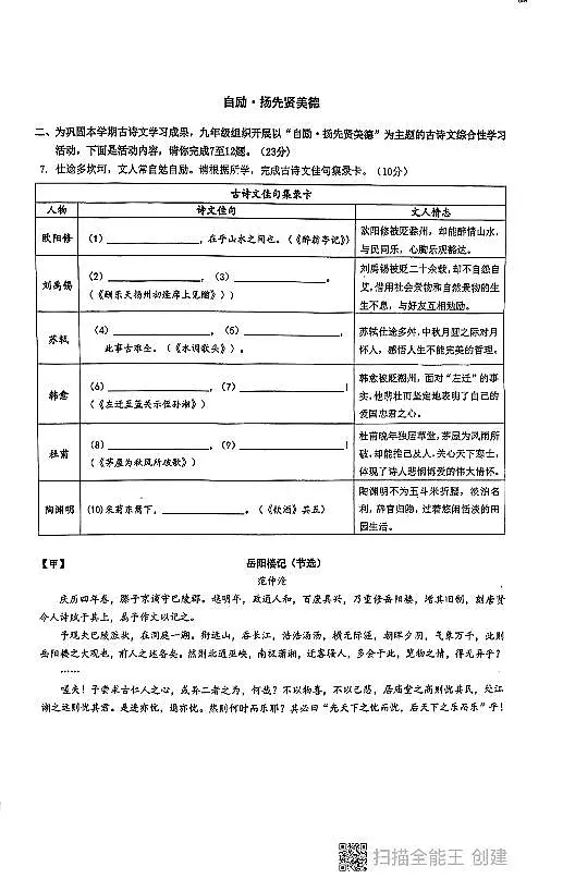 广东省深圳市南山育才集团2024-2025学年九年级上学期期中考试语文试题第3页