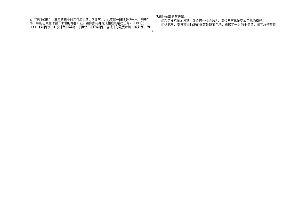 安徽省亳州市十河中学2024—2025学年九年级下学期期中检测语文试题第2页