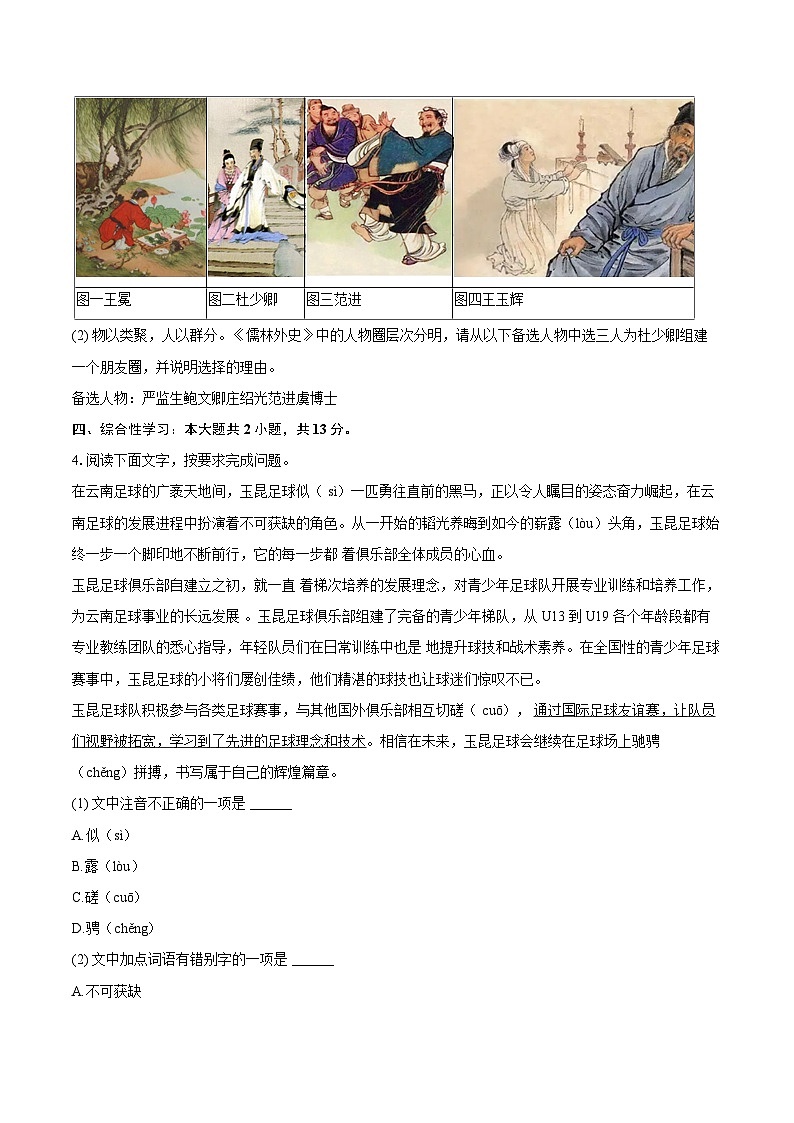 2025年云南省玉溪市中考语文一模试卷(含详细答案解析)第2页