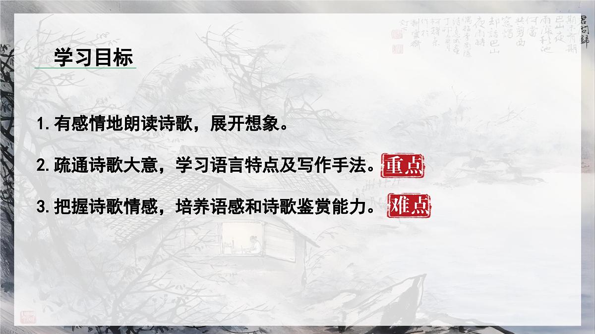 部编版2025-2026年第一学期 七年级 语文上册 第六单元 课外古诗词诵读  夜雨寄北  课件第4页