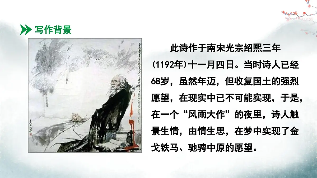 部编版2025-2026年第一学期 七年级 语文上册 第六单元 课外古诗词诵读 十一月四日风雨大作（其二）课件第6页