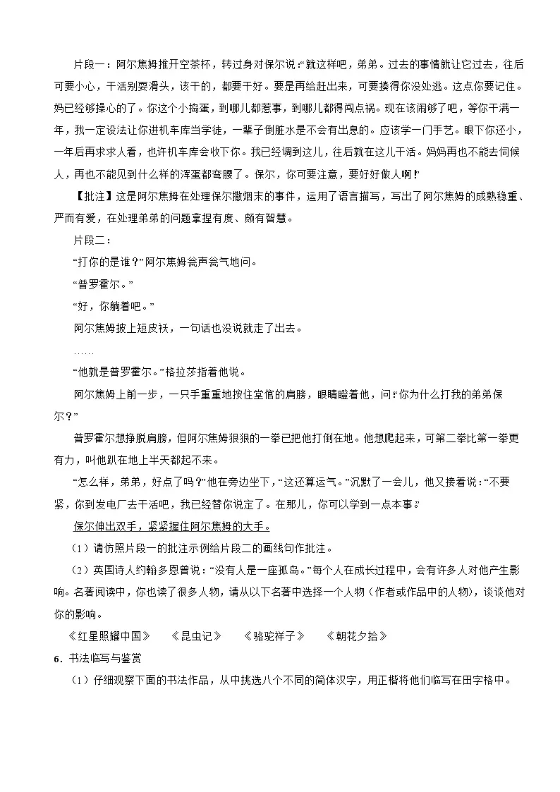 云南省昭通市2025年八年级下学语文期期末考试卷及答案第3页
