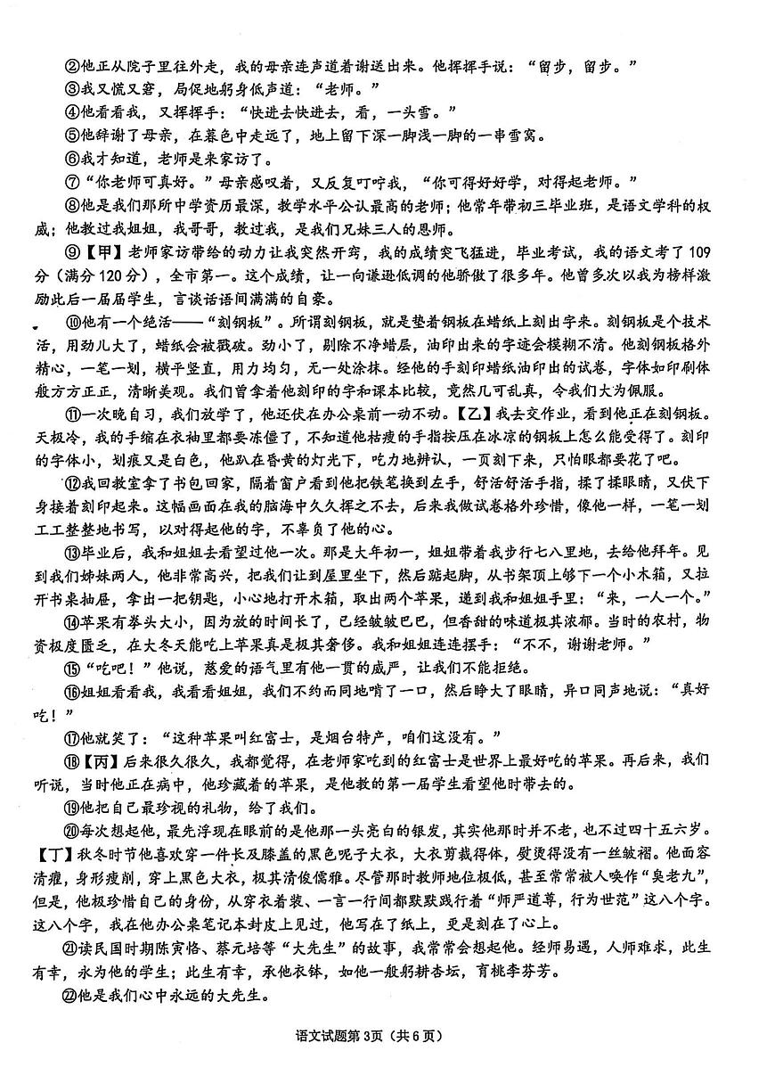 2025年安徽省合肥市庐江县中考二模语文试题（中考模拟）第3页