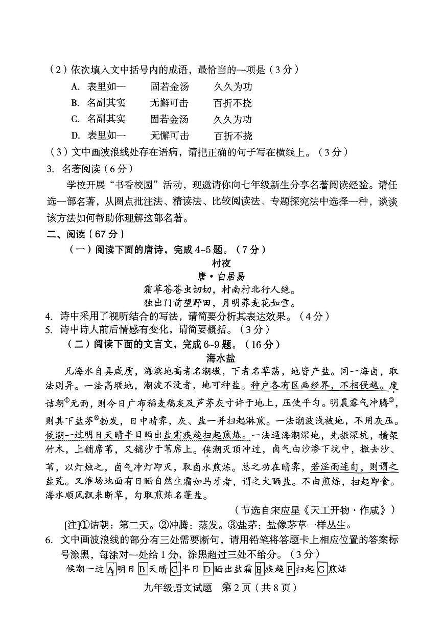 2025年福建省龙岩市中考一模语文试题（中考模拟）第2页