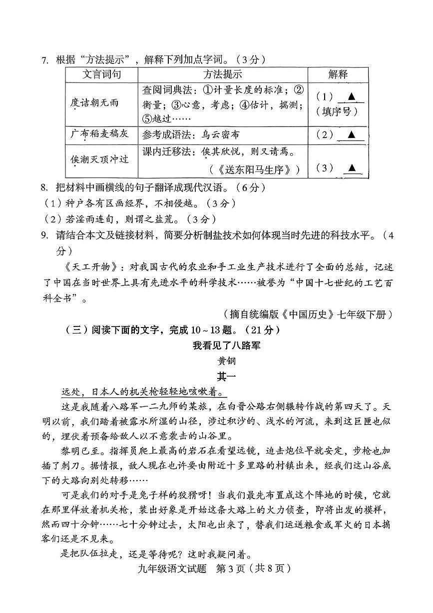 2025年福建省龙岩市中考一模语文试题（中考模拟）第3页