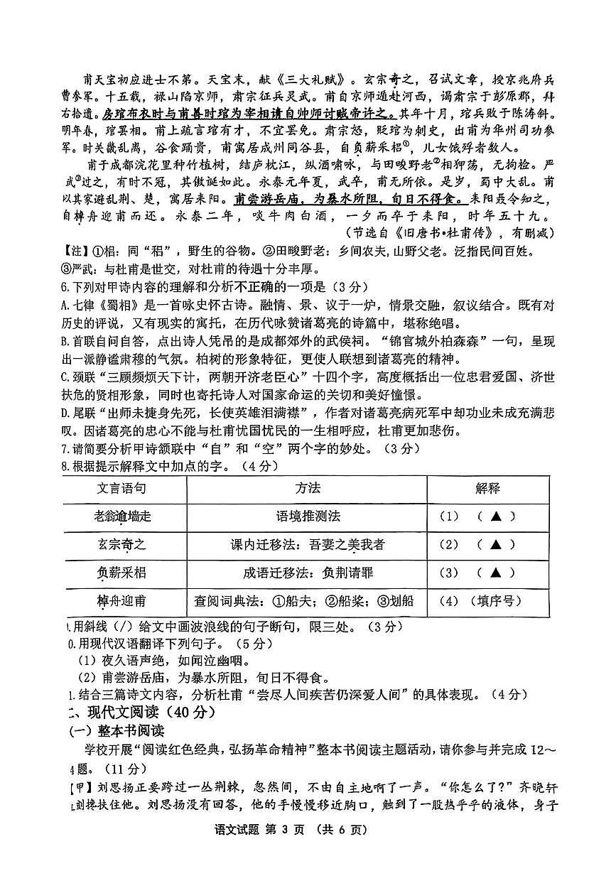 2025年江苏省连云港市新海初级中学中考语文一模试题（中考模拟）第3页