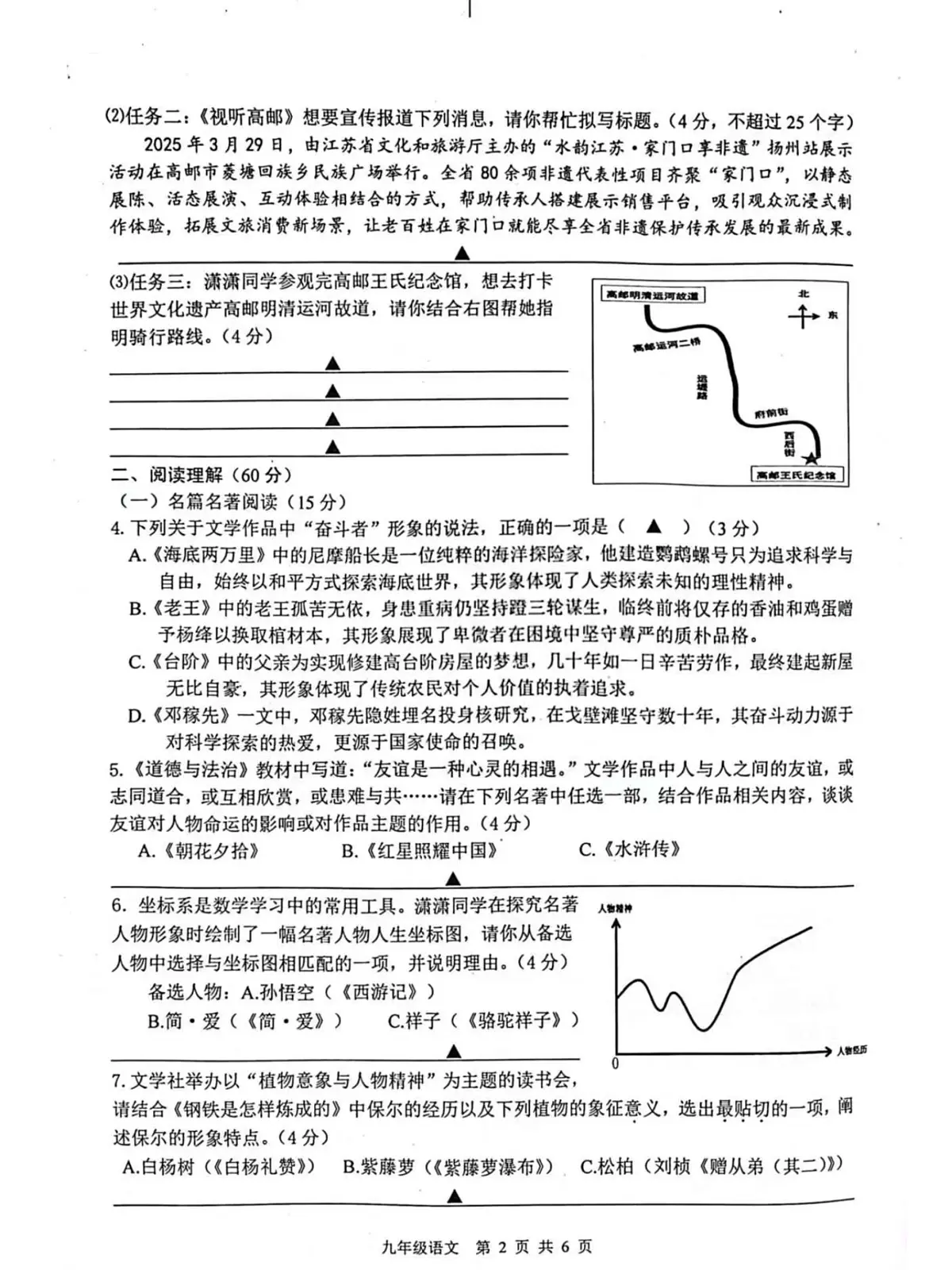 2025年江苏省扬州市江都区等2地中考二模语文试题（中考模拟）第2页