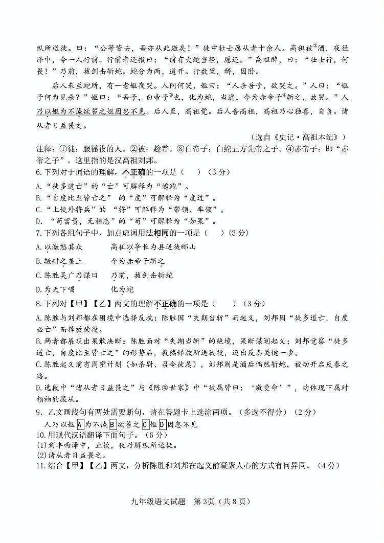 2025年山东省济南市南山区中考二模语文试题（中考模拟）第3页