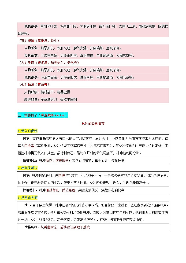 专题2 《水浒传》人物与情节-2025年中考语文名著导读考前速背清单讲练第3页