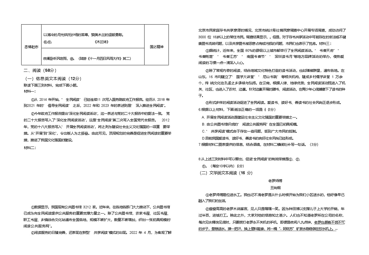 甘肃省天水市五校联考2024-2025学年七年级下学期期中考试语文试卷（含答案）第2页