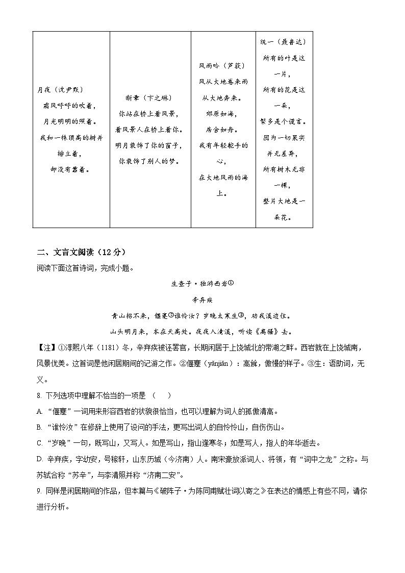 2025年山东省威海市文登区中考二模语文试题第3页