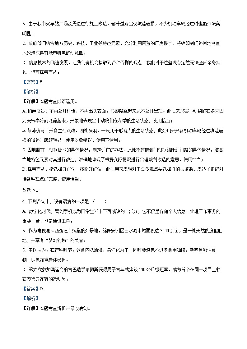 2025年四川省绵阳市平武县中考二模语文试题（解析版）第2页
