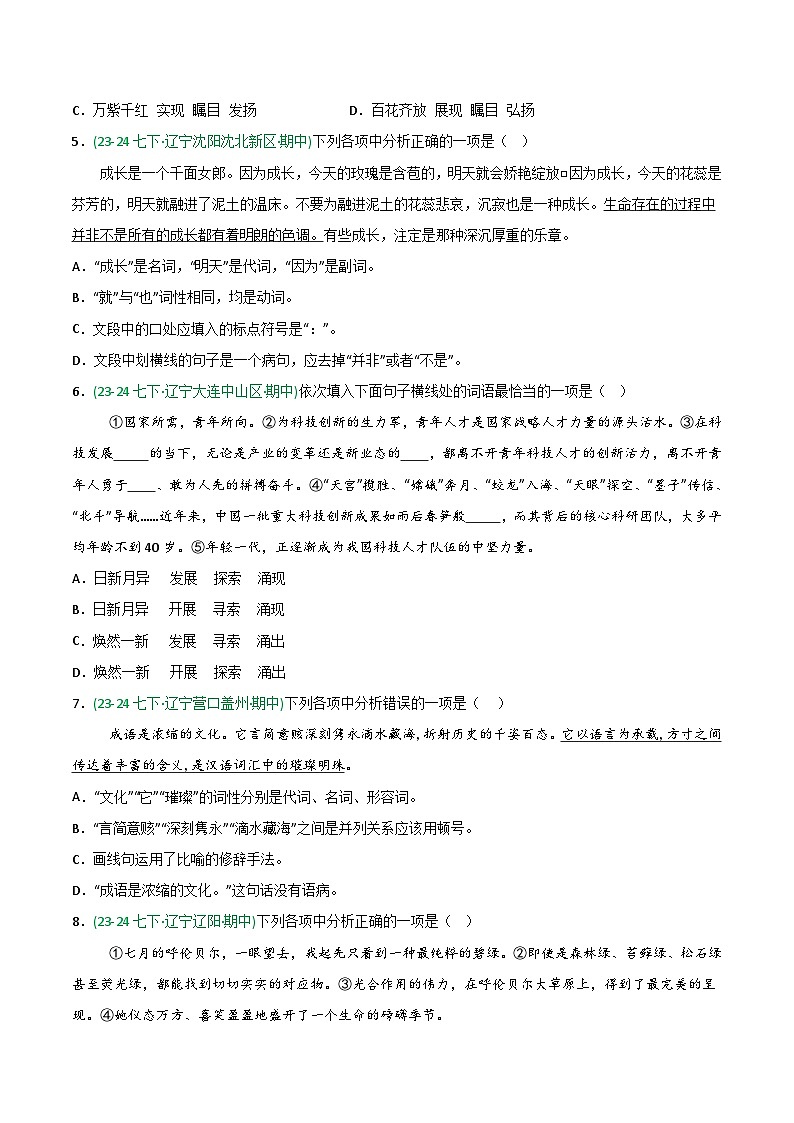 专题02 词语运用（辽宁专用）（ 原卷版）第2页