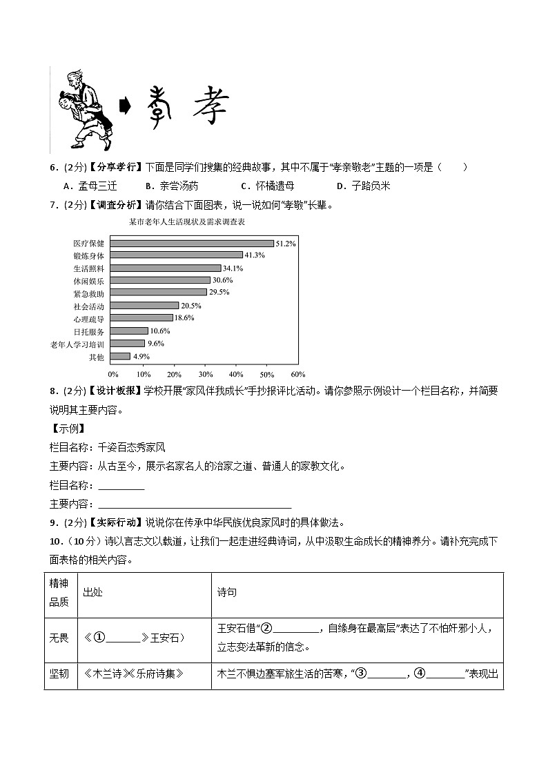 七年级语文期末模拟卷【测试范围：下册第1~6单元】（考试A4版）第2页
