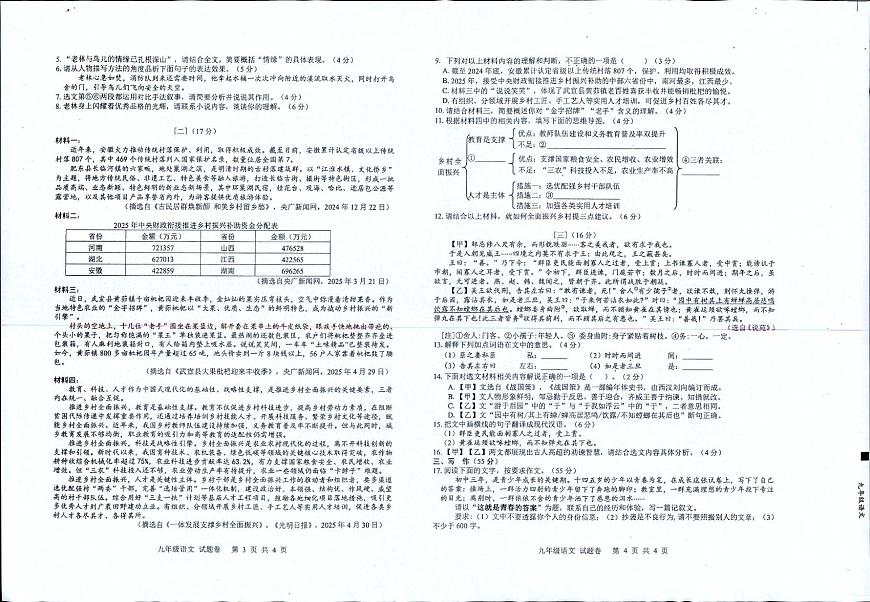 2025年安徽省蚌埠市中考三模语文试卷（中考模拟）第2页
