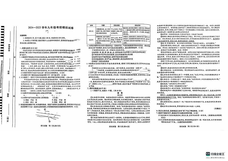 2025年河南省漯河市郾城区中考三模语文试题（中考模拟）第1页