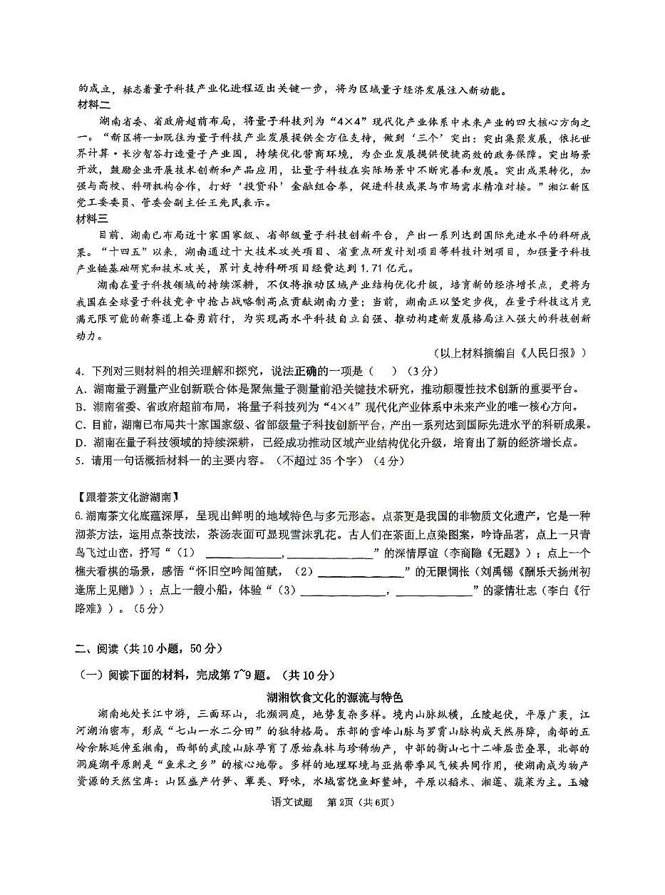 2025年湖南省株洲市荷塘区中考三模语文试卷（中考模拟）第2页
