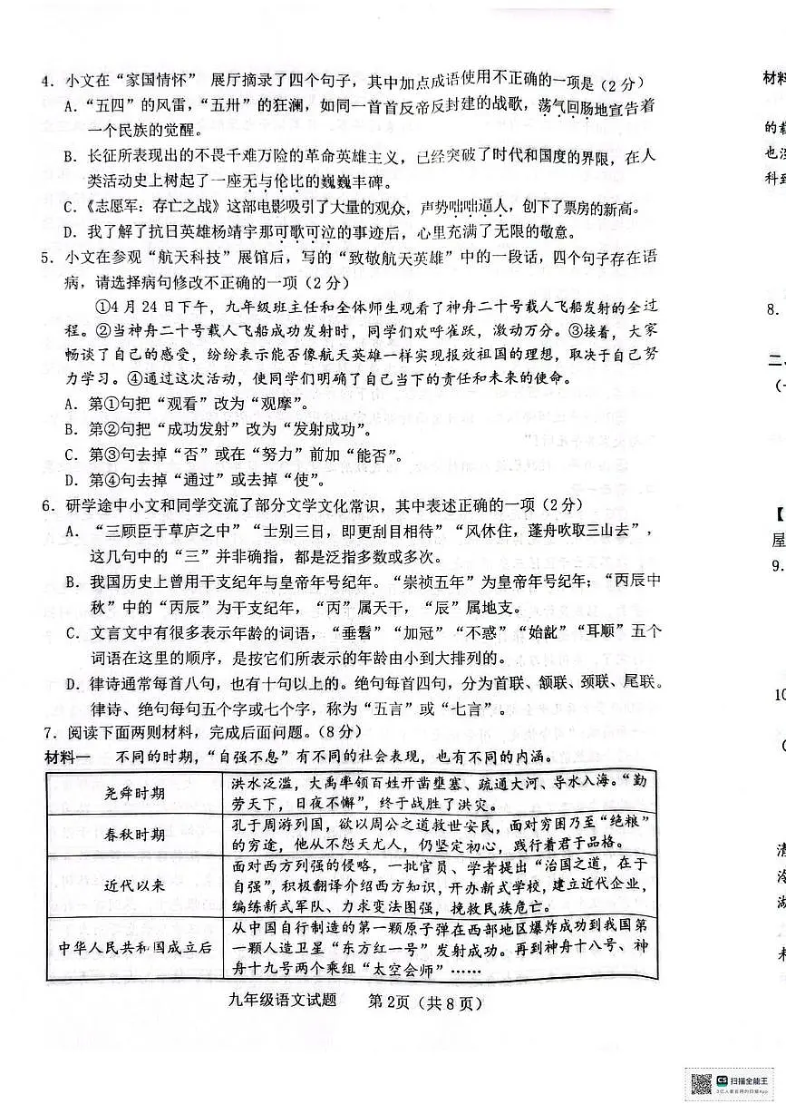 2025年山东省临沂市临沭县中考二模语文试题（中考模拟）第2页