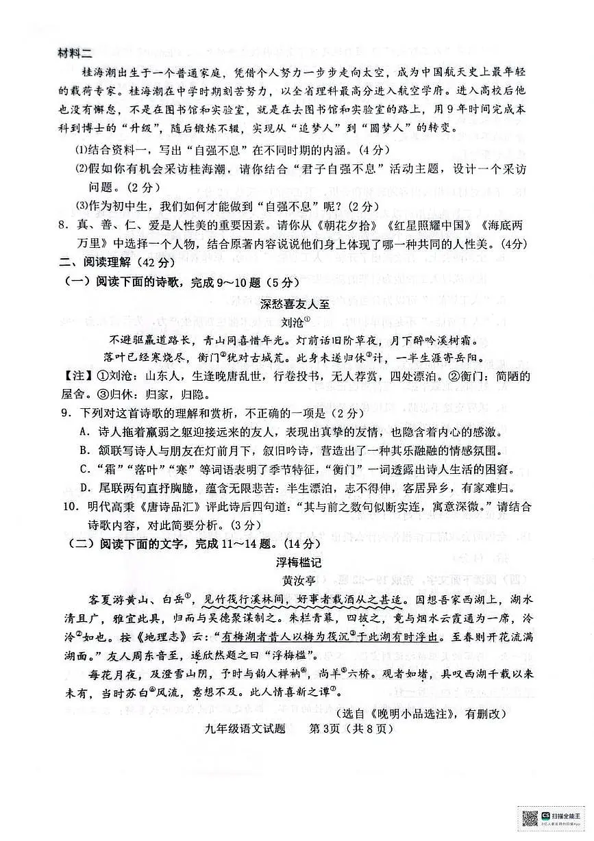 2025年山东省临沂市临沭县中考二模语文试题（中考模拟）第3页