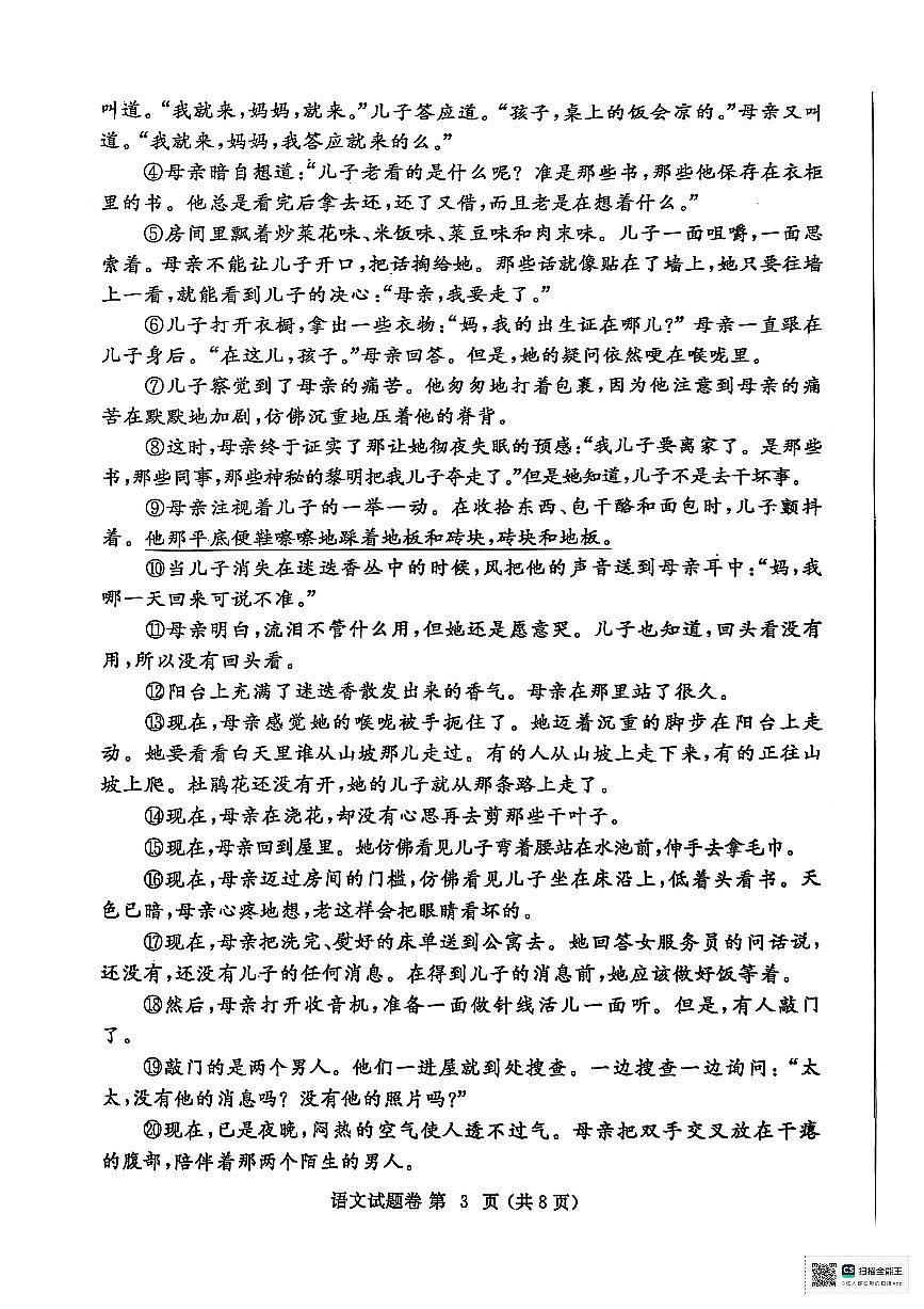 2025年河南省郑州市中考第二次模拟语文试题含答案第3页