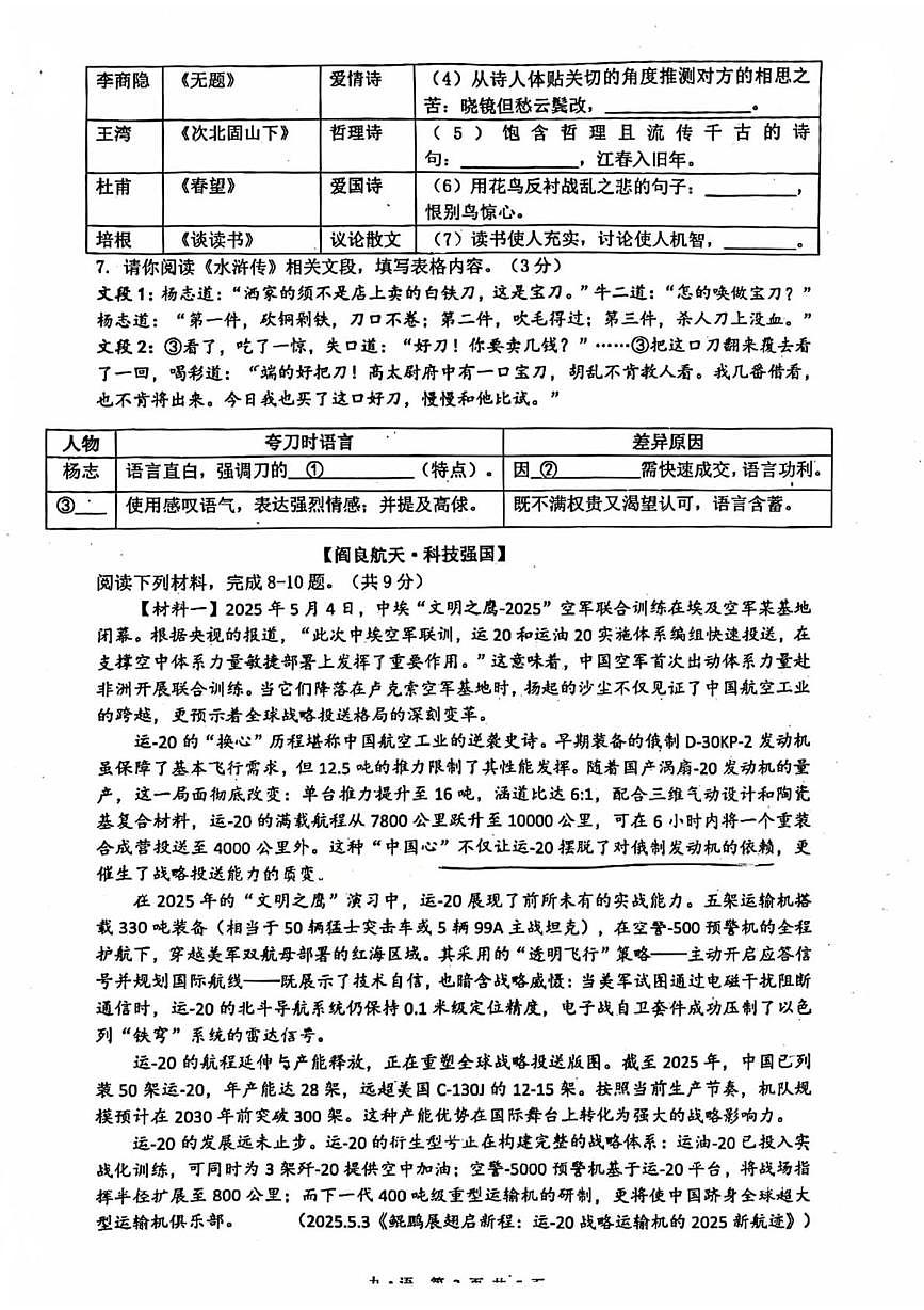 2025年陕西省西安市辅伦中学中考七模语文试题（中考模拟 ）第2页