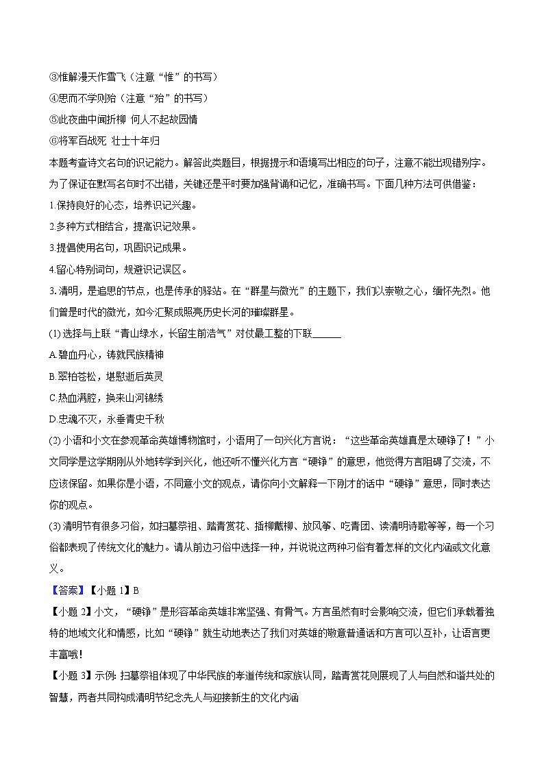 江苏省泰州市兴化市2024-2025学年七年级（下）期中语文试题（含答案）第3页