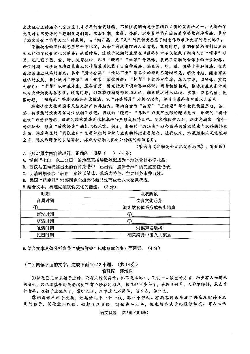 2025年湖南省株洲市荷塘区中考三模九年级语文试卷第3页