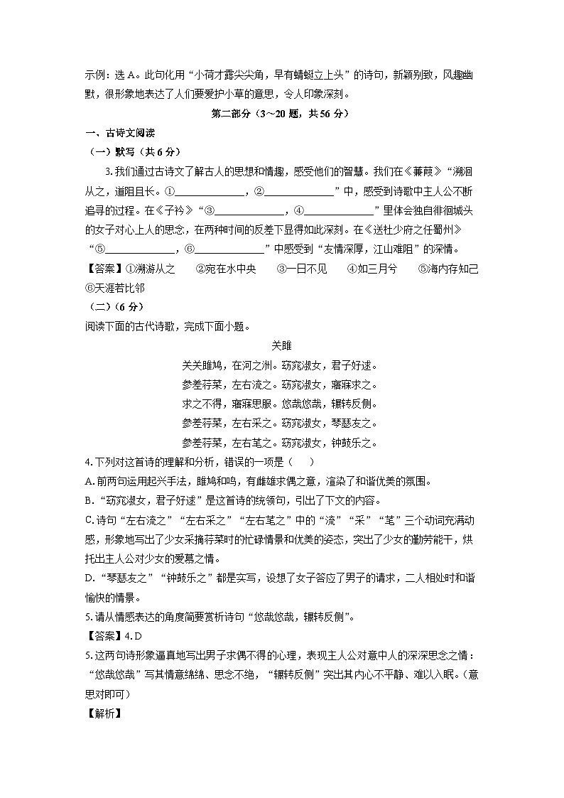 河北省邢台市南宫市2024-2025学年八年级下学期期中考试语文试卷（解析版）第3页