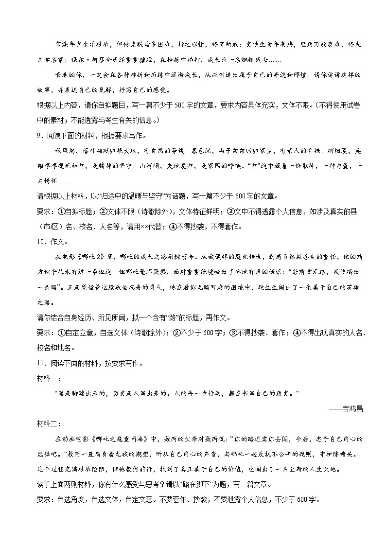 时事热点作文主题典型考点押题练-2025年中考语文三轮复习备考第3页
