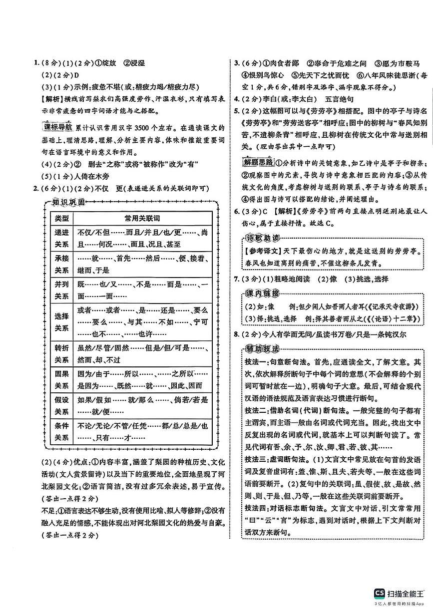 CamScanner 二模语答案第1页