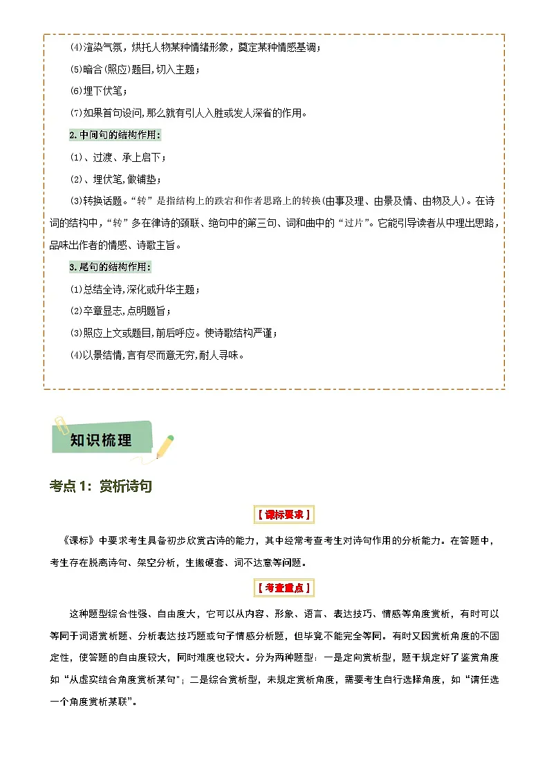 2025年中考语文专项复习讲义专题22 古诗词鉴赏之诗句、艺术形象及描绘画面(解析版)第2页