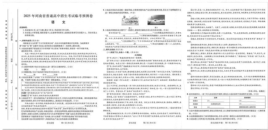 2025年河南省驻马店市西平县中考三模语文试题（中考模拟）第1页