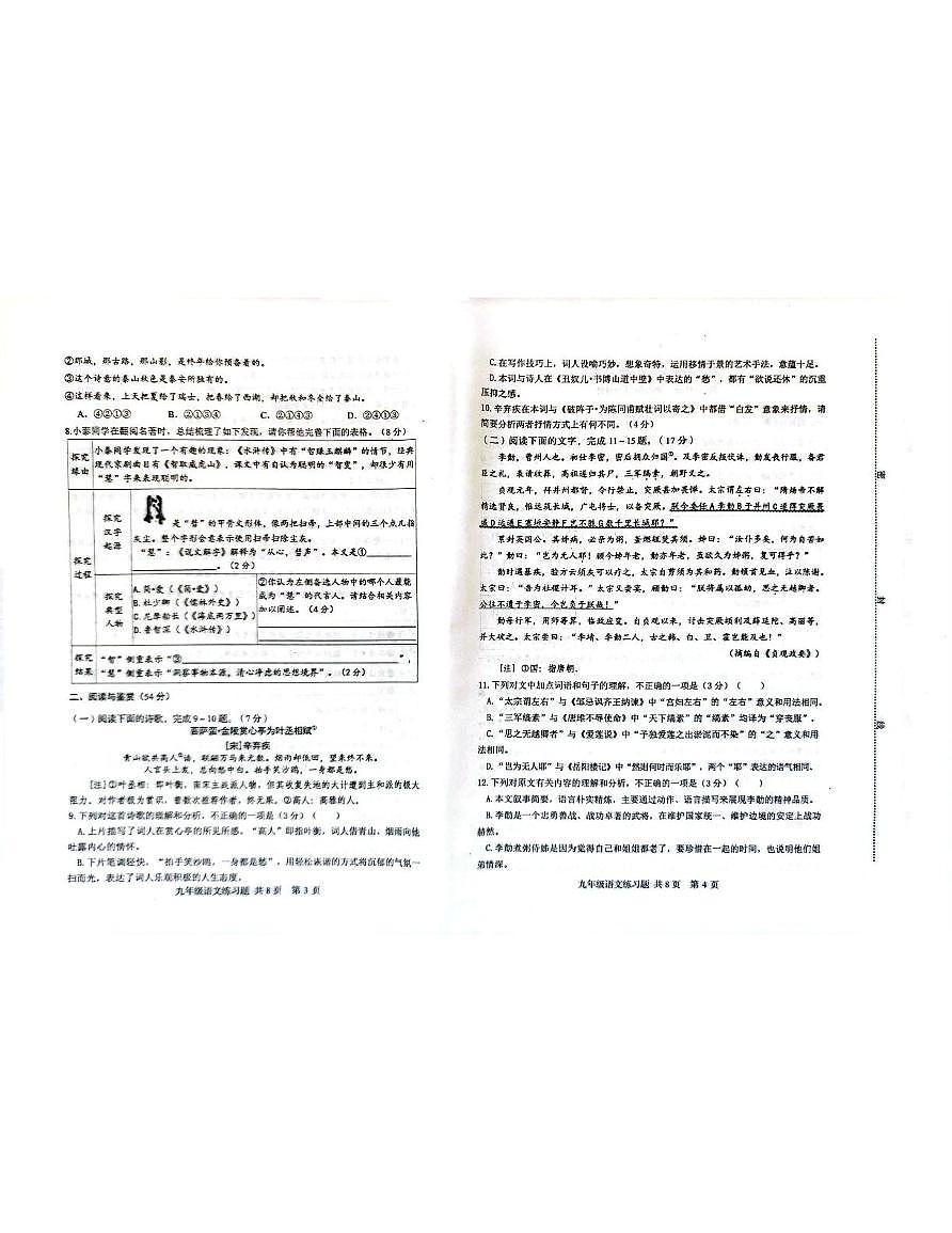 2025泰安市中考岱岳区三模语文试题 泰安市岱岳区九年级三模语文第2页