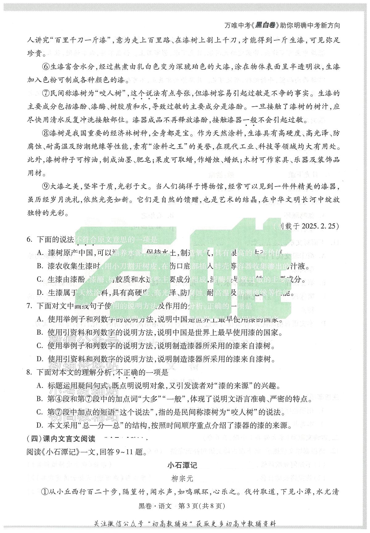 2025《万唯中考•天津黑白卷》语文黑卷第3页