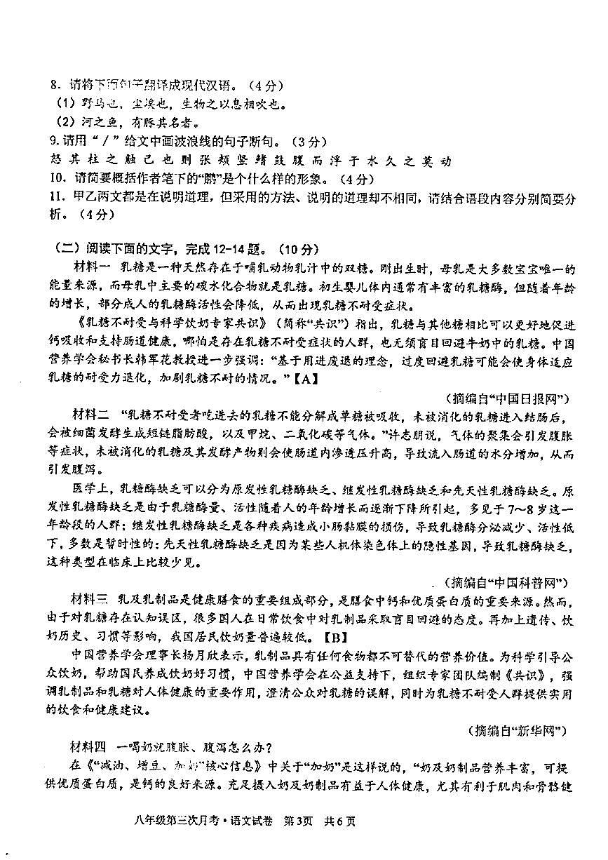 广东省汕头市潮阳金培学校2024-2025学年八年级下学期5月月考语文试题（图片版，无答案）第3页