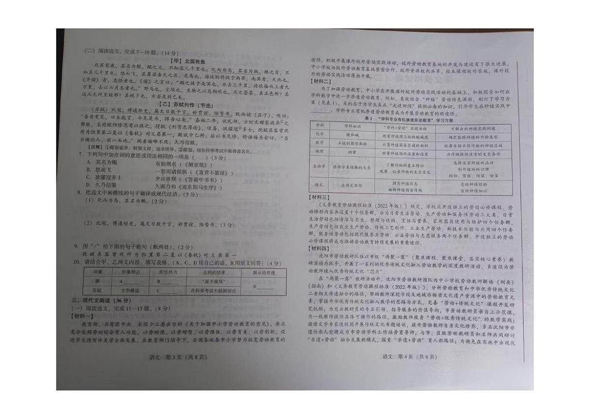 2025年辽宁省初中学业水平模拟考试（二）语文试卷（中考模拟）第2页