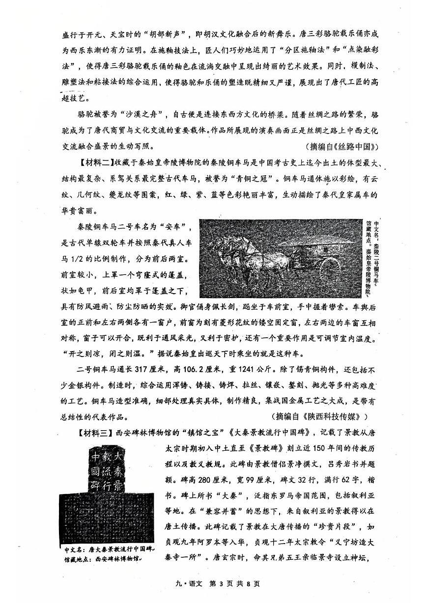 2025年陕西省西安市辅轮中学中考五模语文试题（中考模拟）第3页