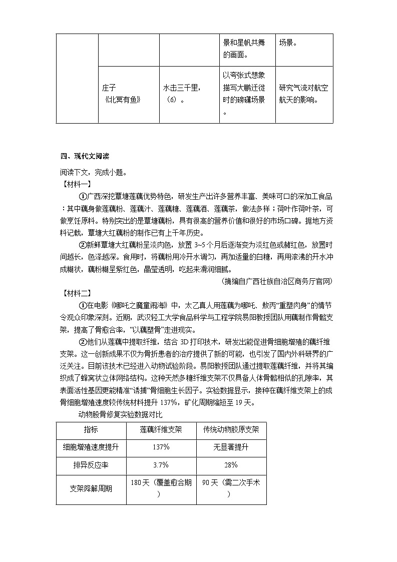 广西南宁市西乡塘区2025年中考二模语文试题（含答案）第3页