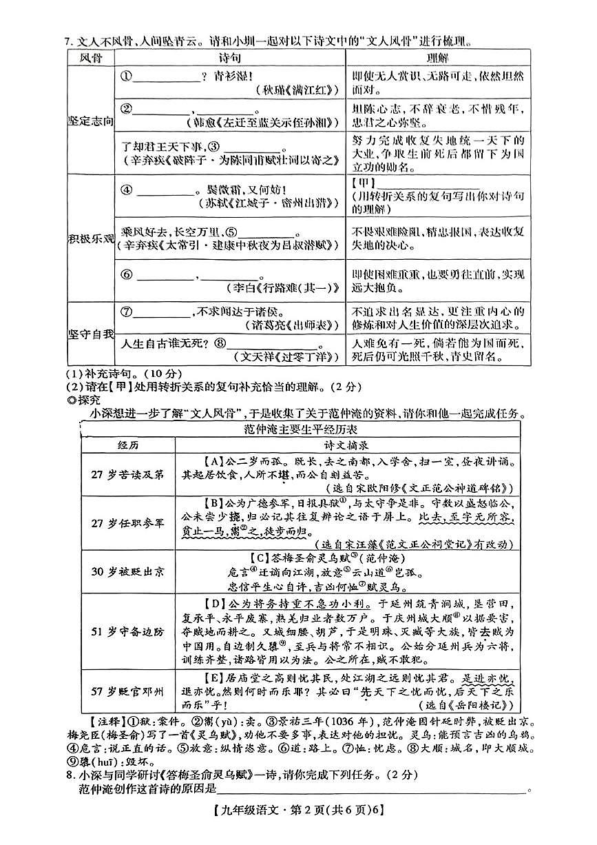 2025年深圳市深中系21校初三中考一模语文试卷含答案第2页