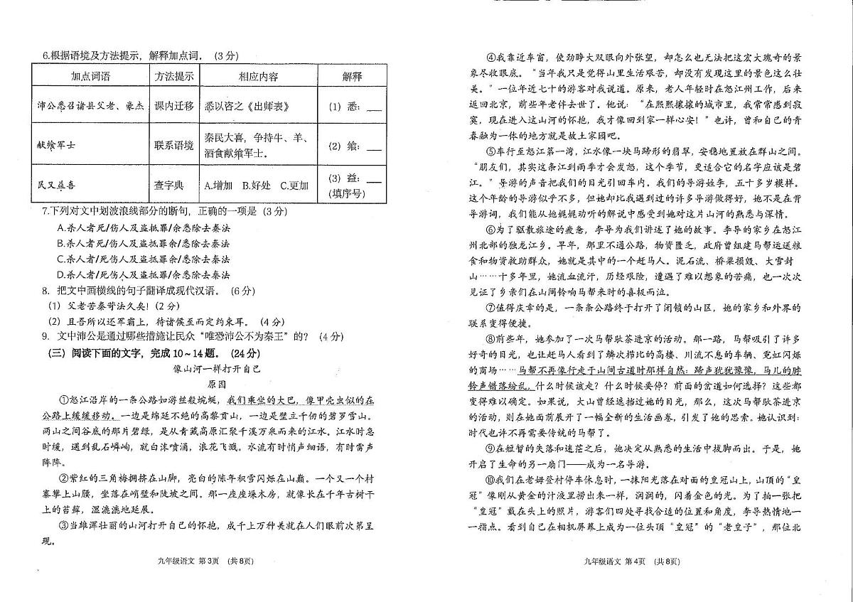 福建省厦门市沧北区北附学校2024-2025学年九年级下学期期中语文试卷第2页