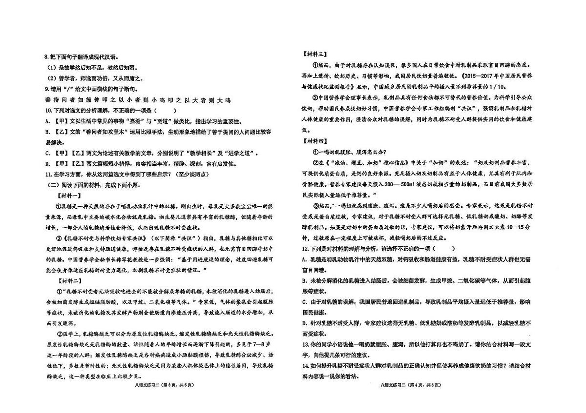 广东省汕头市潮南区陈店实验校联考2024-2025学年八年级下学期5月月考语文试题第2页