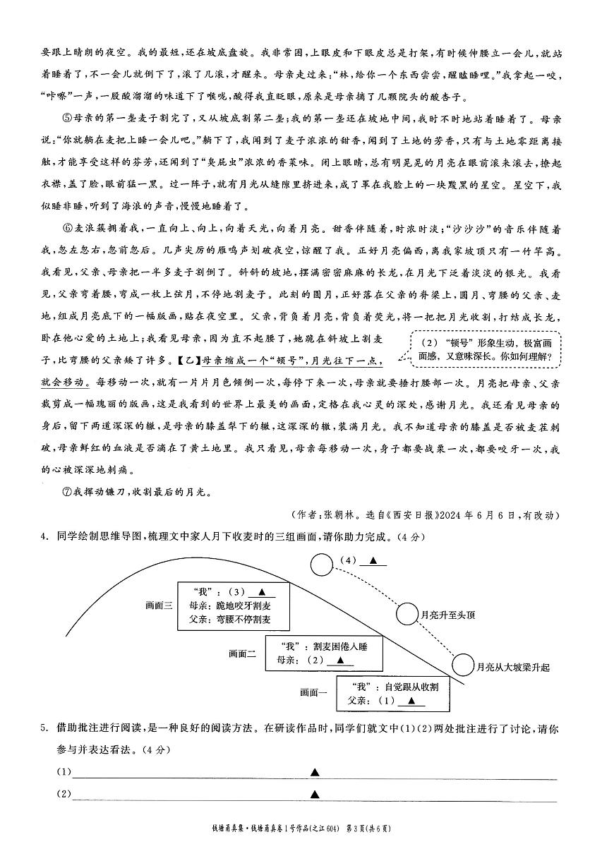 2025年钱塘甬真 之江卷 语文试卷(无水印)第3页